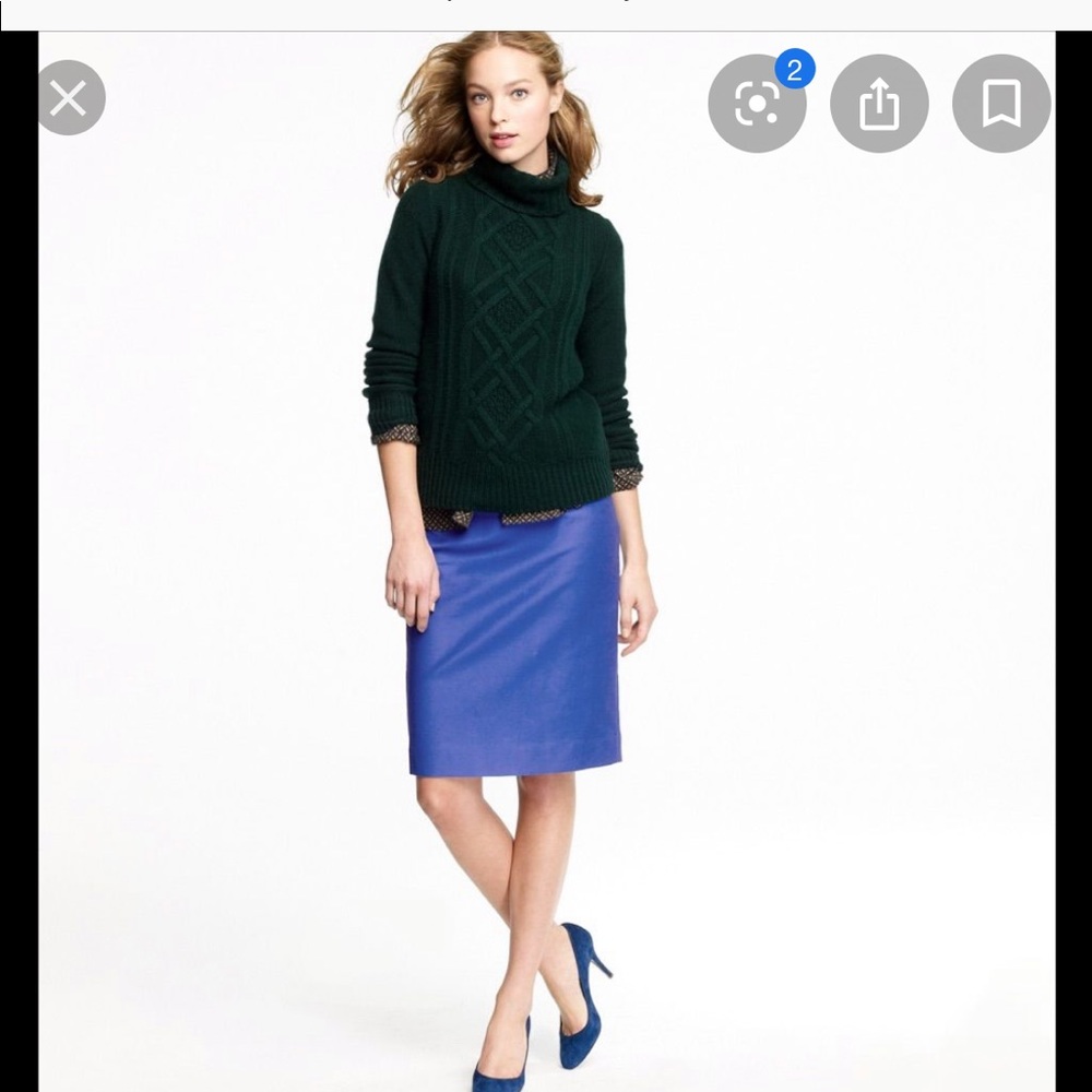 Jcrew no. 2 wool pencil skirt in cobalt color